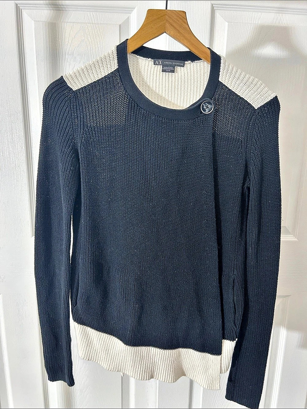 Armani Exchange Color Block Crew Neck Sweater Size XS Like New